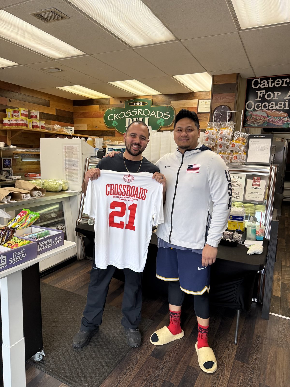 Crossroads Deli jersey presentation in the shop